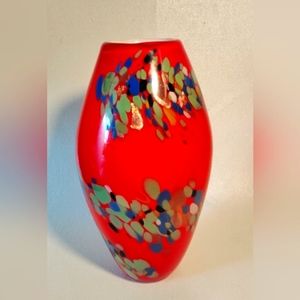 Murano Italy spatter glass vase with copper aventurine